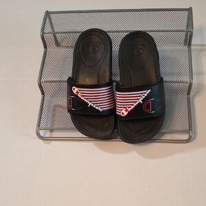 Champion Black and Red Slide Sandals Toddler Kids Size 9 EUC